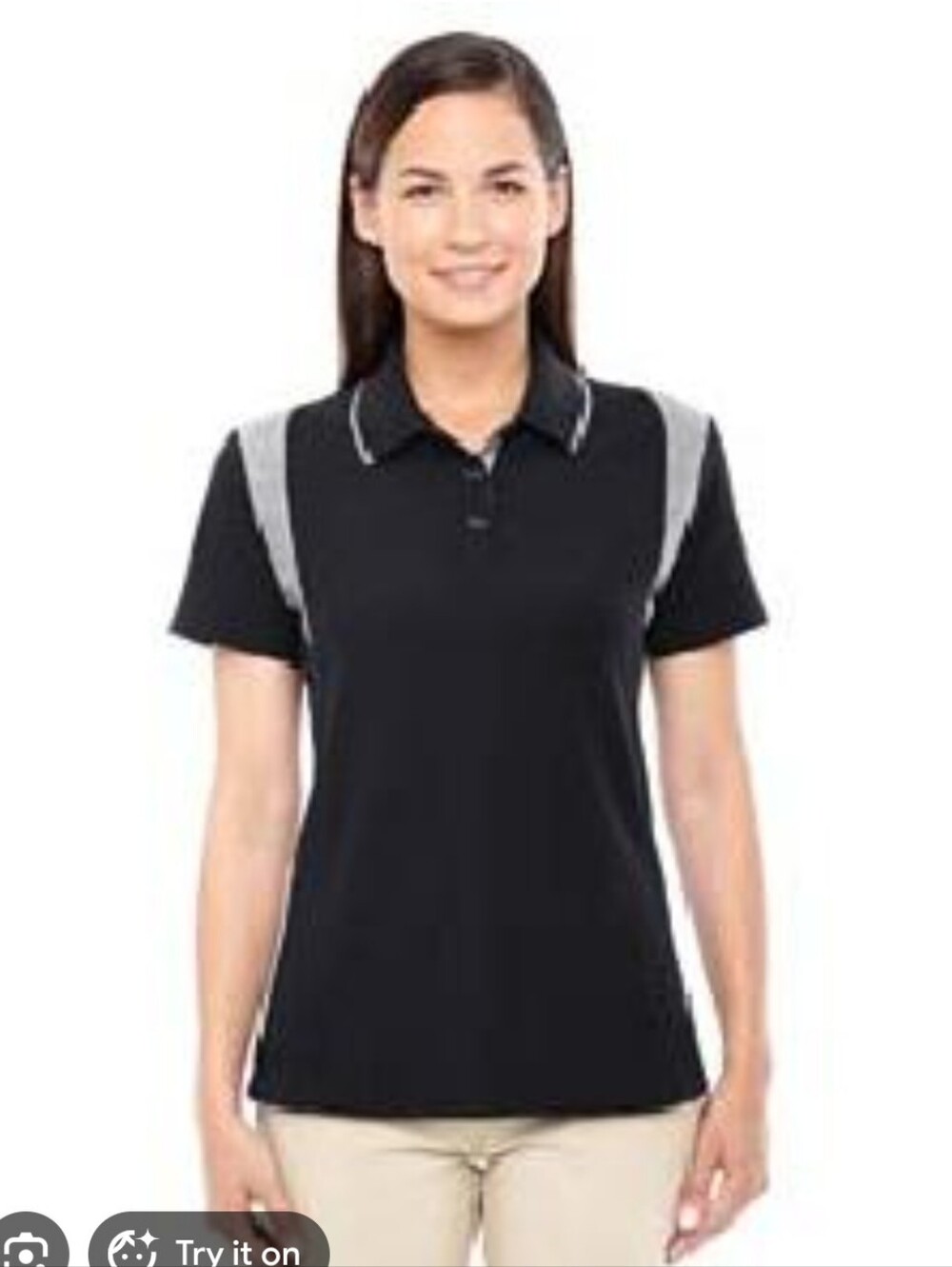 Black Grey Heather Drytec20 Performance Colorblock Polo Devon & Jones LADIES 2XL